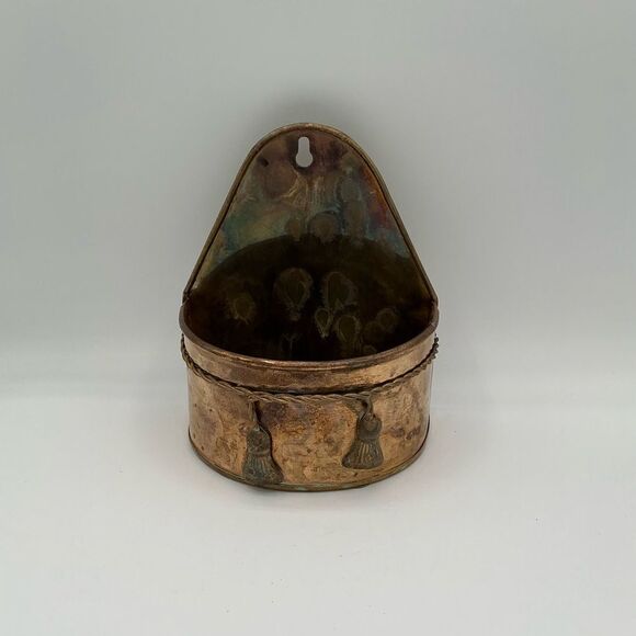 Vintage Brass Wall Planter with ties made in India - Picture 1 of 6